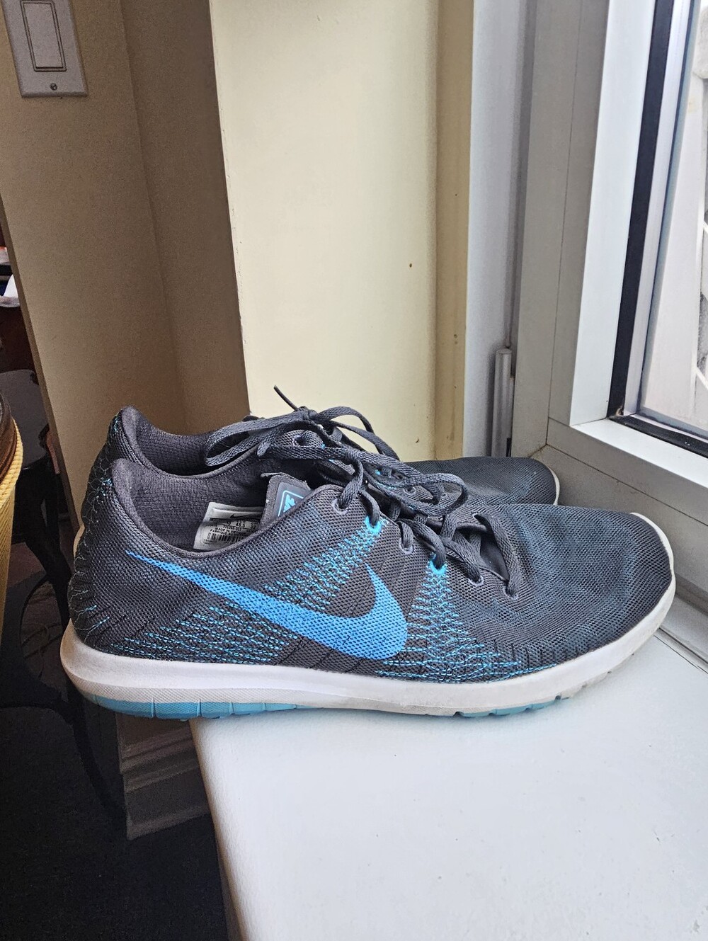 Nike Men's Gray & Blue Running Sneakers - Size 14